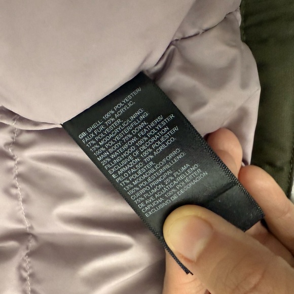 The North Face Greenland Down 550 Olive Green Girls Youth Faux Fur Jacket 10/12 - Picture 6 of 11